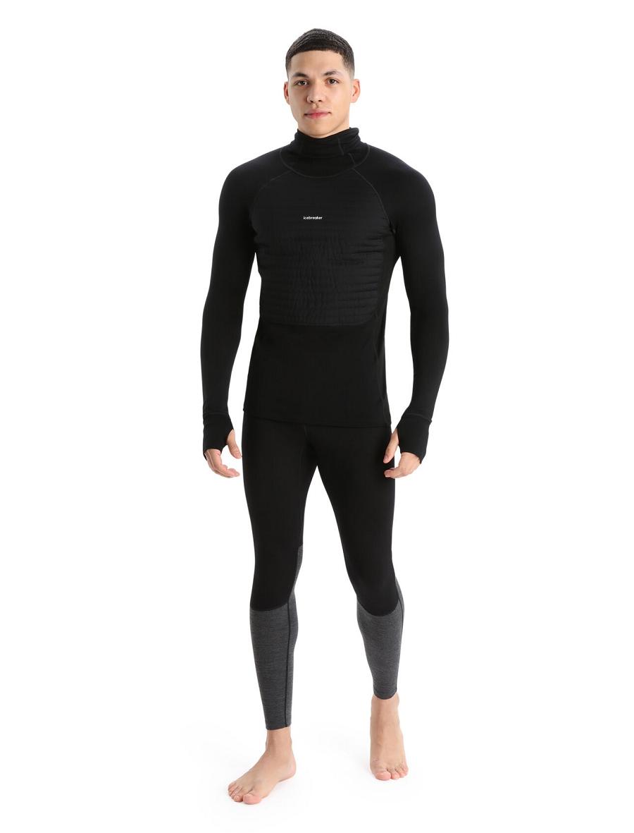 Men's Icebreaker ZoneKnit™ Merino Insulated Long Sleeve Hoodie Base Layers Black | CA 1617AHKP